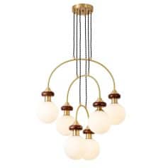 Elegant modern chandelier with glowing globes and gold accents, perfect for upscale interior lighting and home decor. Ideal for living rooms, dining areas, or bedrooms seeking stylish illumination.