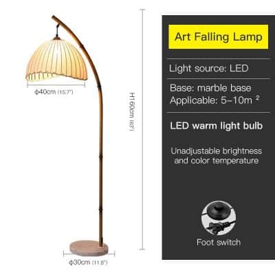 Art falling lamp, LED warm light, marble base, adjustable brightness, indoor lighting, modern floor lamp, decorative lighting, minimalist design, Monalisa Store interior lighting.