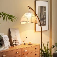 Soft warm glow table lamp in modern interior decor setting at Monalisa Medical store, highlighting cozy and stylish ambiance for eye care and optical solutions.