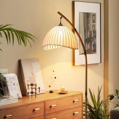 Soft warm glow table lamp in modern interior decor setting at Monalisa Medical store, highlighting cozy and stylish ambiance for eye care and optical solutions.