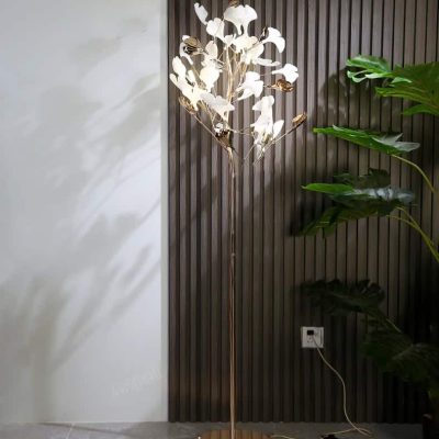 Elegant modern floor lamp with flower-shaped LED light design, ideal for stylish interior decor, suitable for living rooms, bedrooms, and offices.