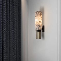 Elegant modern wall sconce with marble and metal accents, ideal for upscale interior decor. Perfect for adding stylish lighting to living rooms, hallways, or bedrooms. Enhance your home ambiance with Monalisa Store lighting solutions.