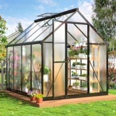 Greenhouse for vegetable and flower gardening at Monalisa Store, featuring durable glass panels and a spacious interior for plant cultivation. Perfect for home gardeners and horticulture enthusiasts.