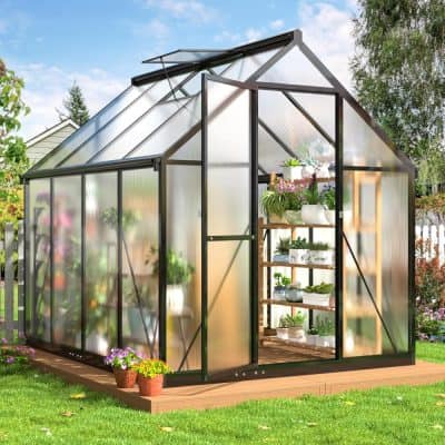 Greenhouse for vegetable and flower gardening at Monalisa Store, featuring durable glass panels and a spacious interior for plant cultivation. Perfect for home gardeners and horticulture enthusiasts.