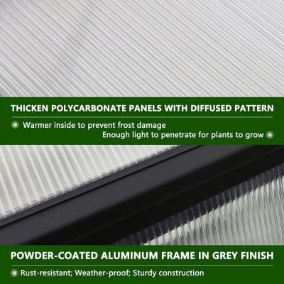 Polycarbonate panels with diffused pattern, ideal for greenhouses and outdoor applications.