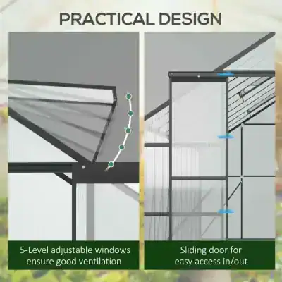 Efficient ventilation with 5-level adjustable windows and easy access sliding door for modern Monalisa Medical Store opt environments.