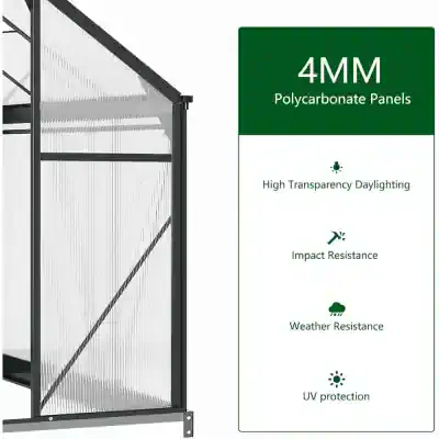 Polycarbonate greenhouse panels with high transparency, impact, weather resistance, UV protection, ideal for gardening and horticulture from Monalisa Store.