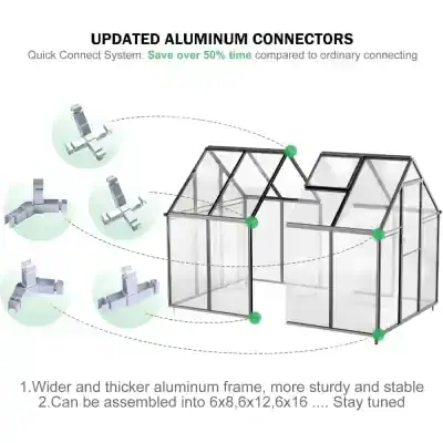 Aluminum greenhouse connector parts for efficient assembly and durable frame construction.