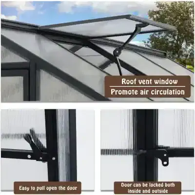 Roof vent window promotes air circulation for greenhouses and studios.