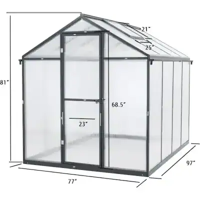 Versatile greenhouse with adjustable vents, metal frame, and clear panels for optimal plant growth, available at Monalisa Medical Store for gardening enthusiasts and commercial growers.