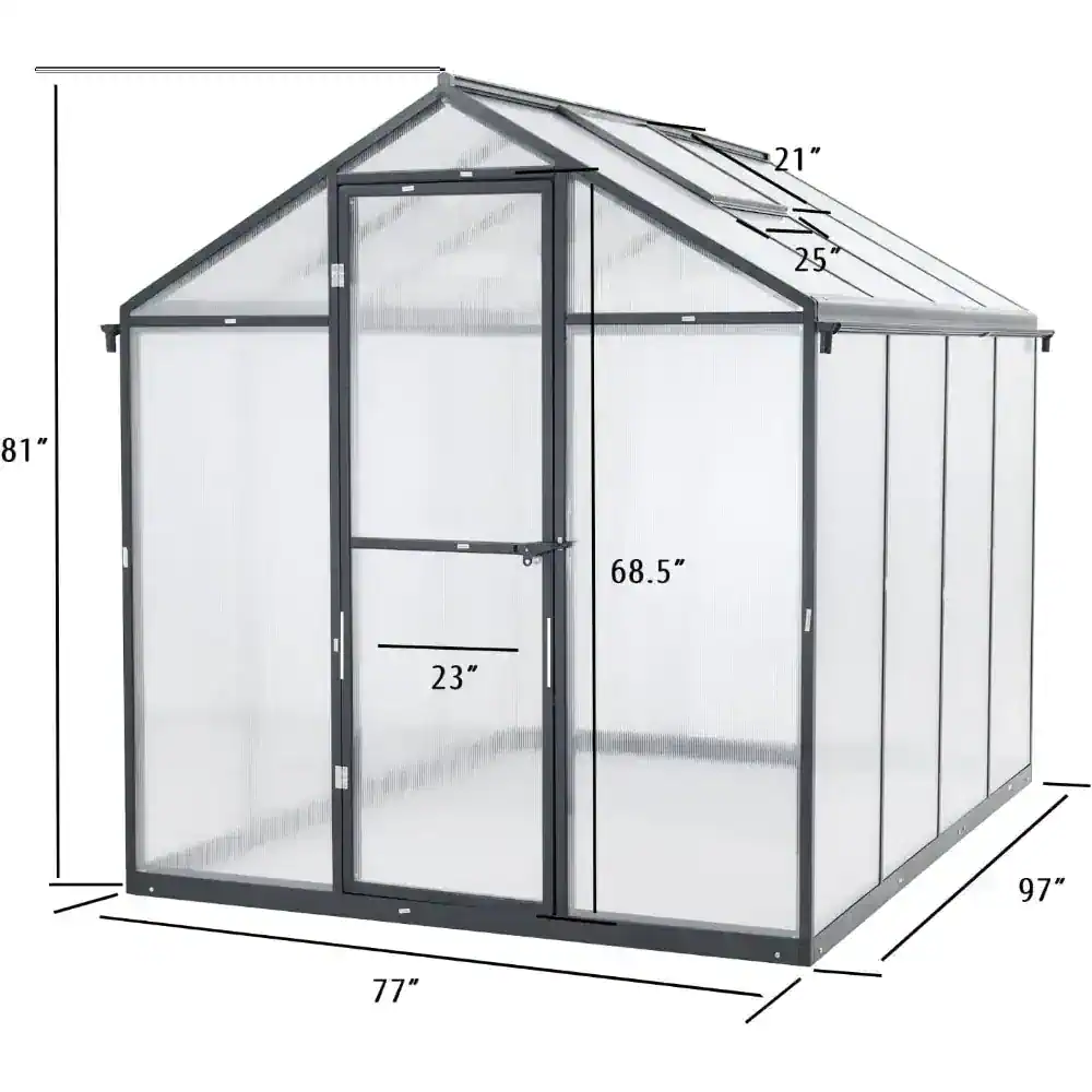 Versatile greenhouse with adjustable vents, metal frame, and clear panels for optimal plant growth, available at Monalisa Medical Store for gardening enthusiasts and commercial growers.