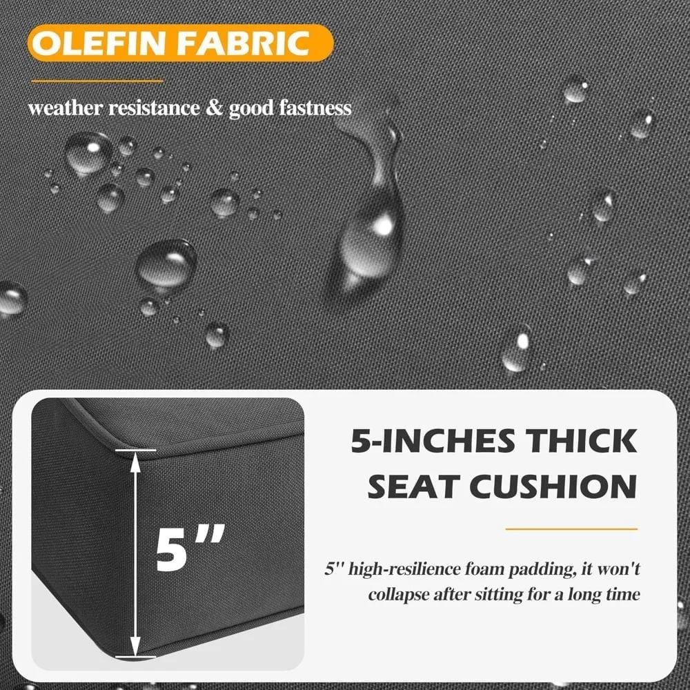 Water-resistant olefin fabric for durable, weather-resistant opt furniture.