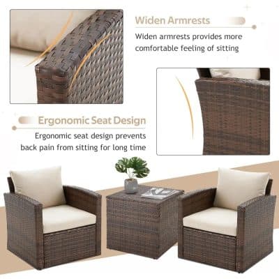 Widen armrests and ergonomic seating for outdoor furniture, featuring durable rattan wicker design, enhancing comfort and style for patio seating.