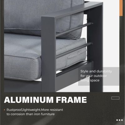 Aluminum outdoor furniture frame, rustproof and lightweight for durability, perfect for modern outdoor living spaces.