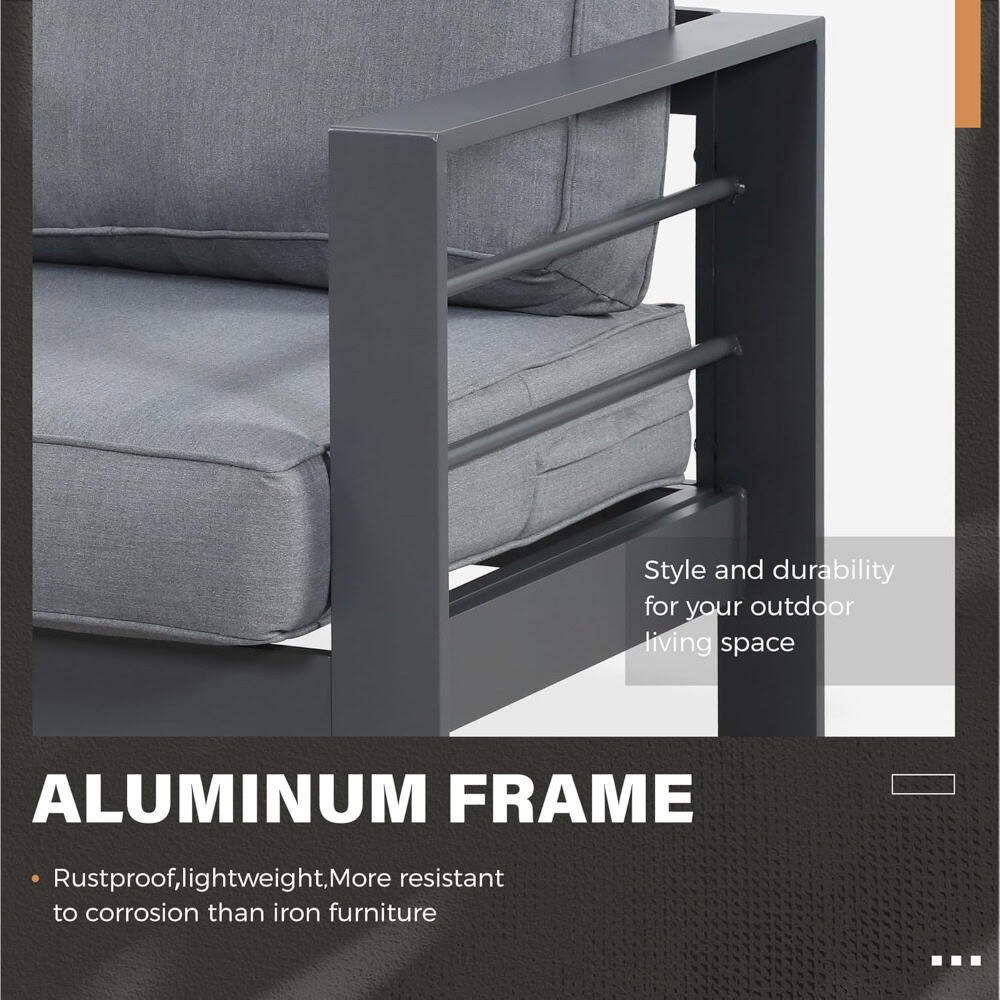 Aluminum outdoor furniture frame, rustproof and lightweight for durability, perfect for modern outdoor living spaces.