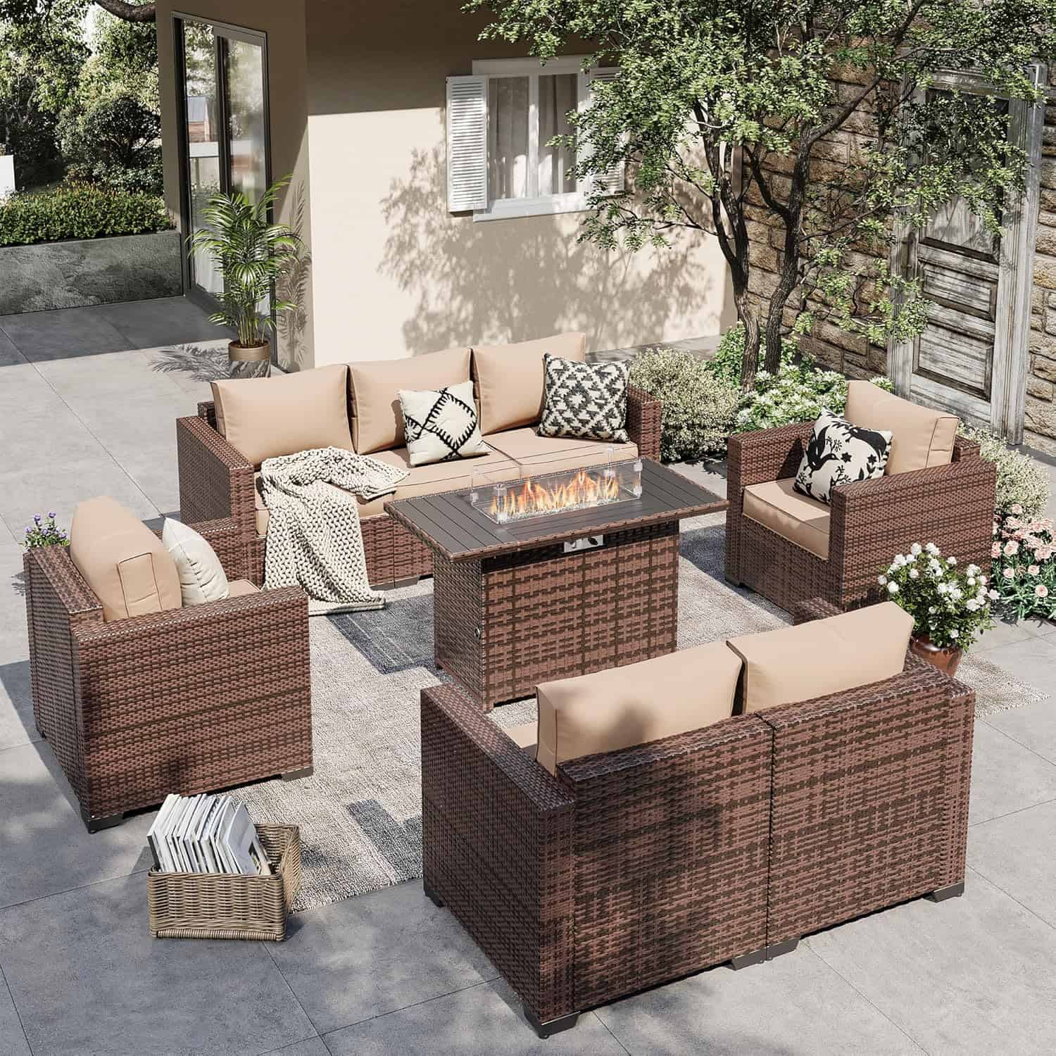 7Seat Fire Pit Khaki