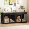 Luxurious black wooden dog crate with spacious design and stylish decor, perfect for pet comfort and home elegance - Monalisa Store pet furniture.