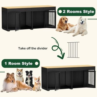 Portable pet cage with removable divider for flexible pet space management, ideal for dogs and small animals, available in one or two-room styles at Monalisa Store.