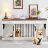 Pet crate with two dogs in a modern, stylish home interior, showcasing pet safety and comfort solutions from Monalisa Store.