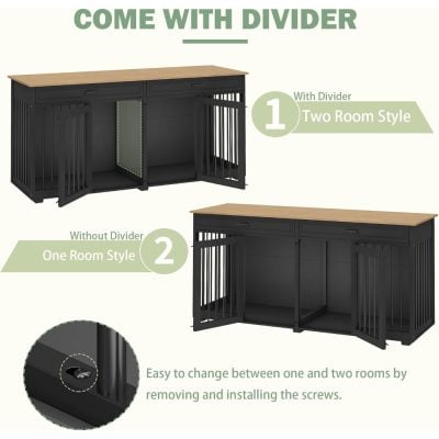 Black wooden divider with two configurations for room separation, ideal for office or home use.