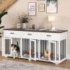 Modern dog crate with storage sideboard, ideal for pet owners, featuring spacious indoor pet cages with comfortable cushions, perfect for small to medium dogs, stylish and functional for home decor.