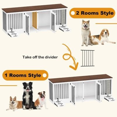 Dog crate divider for pet separation, 2 rooms style, adjustable space partition for dogs and pets, ideal for dog training and housing, easy to remove for single-room setup, durable pet crate divider, Monalisa Store.