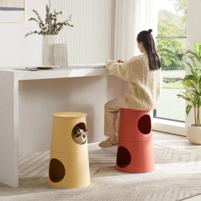 Stylish modern pet furniture, cat cat trees, cozy pet resting stools, aesthetically pleasing indoor pet accessories, ideal for enhancing home decor and providing comfort for cats.