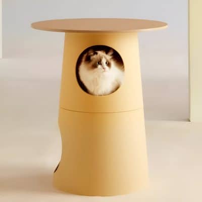 Modern cat house with a cozy circular entrance, designed for stylish pet relaxation, available at Monalisa Store, perfect for cat lovers seeking aesthetic pet accessories.