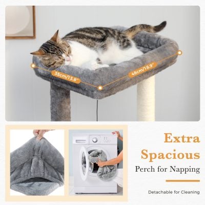 Soft Cat Bed with Measurements, Cozy Pet Napping Perch, Removable and Easy to Clean Cat Sleeping Bed, Plush Cat House for Indoor Cats.