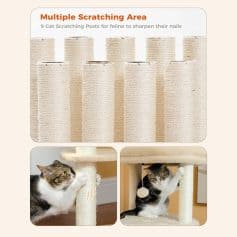 Scratching posts for cats, multiple scratching areas for feline nail sharpening, perfect for cat care, featuring sisal-covered posts, and engaging cat furniture from Monalisa Medical.
