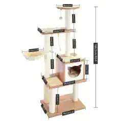 Luxurious multi-level cat tree with scratching posts, cozy hideouts, and plush platforms, designed for feline entertainment, exercise, and comfort. Perfect for pet owners seeking durable, stylish cat furniture.