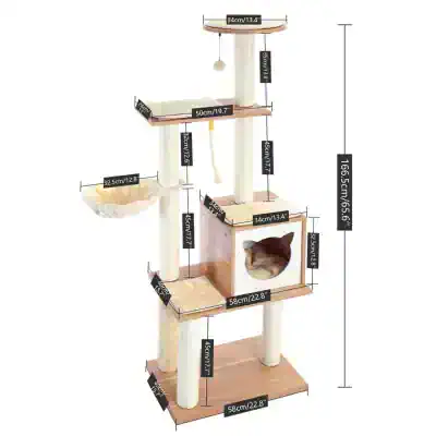 Luxurious multi-level cat tree with scratching posts, cozy hideouts, and plush platforms, designed for feline entertainment, exercise, and comfort. Perfect for pet owners seeking durable, stylish cat furniture.