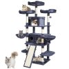 Multi-level cat tree with scratching posts, cozy hideouts, and fun perches for your cats to climb, play, and relax, ideal for enhancing indoor feline entertainment and enrichment.