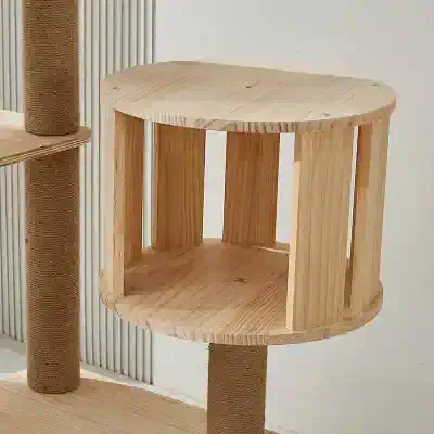 Natural wooden side table with modern minimalist design for home decor and functional use.
