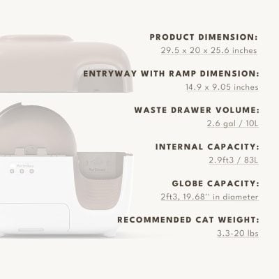 High-quality pet waste disposal station with spacious waste drawer, entryway ramp, and large globe capacity, designed for cleaning and maintaining pet hygiene effectively.