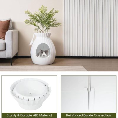 Modern cat house with durable ABS material and reinforced buckle connection for secure and safe indoor pet shelter; stylish and functional pet furniture.