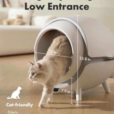 Folding cat litter box, self-cleaning pet toilet, modern design, easy to clean, pet hygiene, cat-friendly, low entrance for elderly and short-legged cats, innovative pet care solution for a clean home.