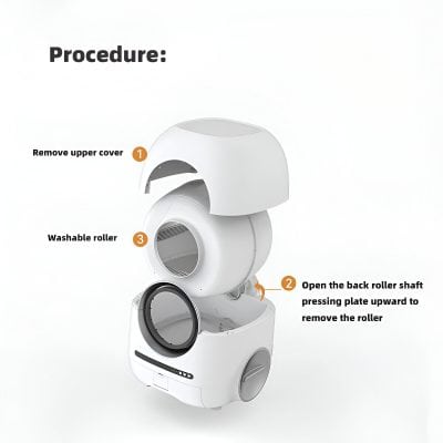 Bright white dental scanner device with removable cover and washable roller, used in medical and orthodontic procedures, illustrated with step-by-step instructions for operation, ideal for dental clinics.