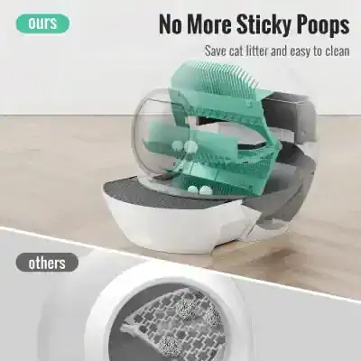 Automatic cat litter box maintenance system with easy cleaning, odor control, and modern design for pet hygiene.