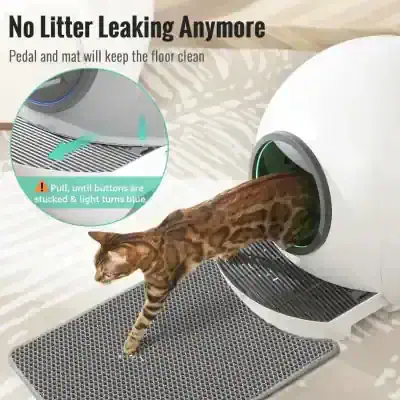 Litter-free cat litter box with automatic cleaning feature, modern design, and odor control system at Monalisa Store.