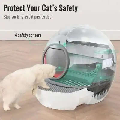 Protective cat safety sensor device for pet safety, Monalisa Medical store, innovative pet safety solution, smart home pet security, pet-friendly safety technology.