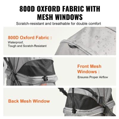 Waterproof monalisa store baby stroller with 800D oxford fabric and mesh windows for optimal airflow and durability.