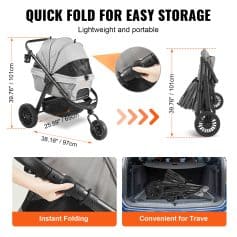 Foldable baby stroller for convenient storage and travel, lightweight design, easy to fold, fits into car trunk, perfect for parents on the go.