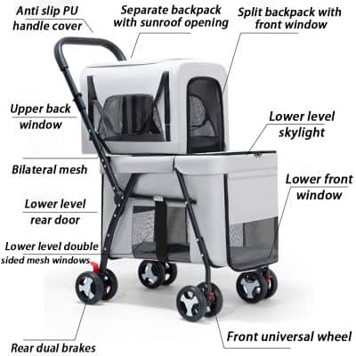 Lightweight multifunctional foldable shopping cart for elderly and disabled with sunroof opening, spacious compartments, and durable wheels for easy mobility.