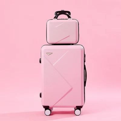 Pink luggage suitcase and travel bag set for women, stylish travel accessories for business trips and vacations. Monalisa Store premium travel gear.