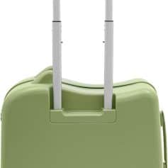 Light green carry-on suitcase with retractable handle and four wheels, travel luggage for trips and vacations, modern travel accessory from Monalisa Store.