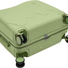 Light green hard-shell suitcase with wheels, travel luggage for medical supplies, Monalisa Medical store product, sturdy and portable suitcase for healthcare professionals.