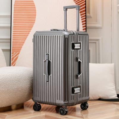 Durable hard-shell rolling suitcase ideal for travel and luggage storage at Monalisa Store.