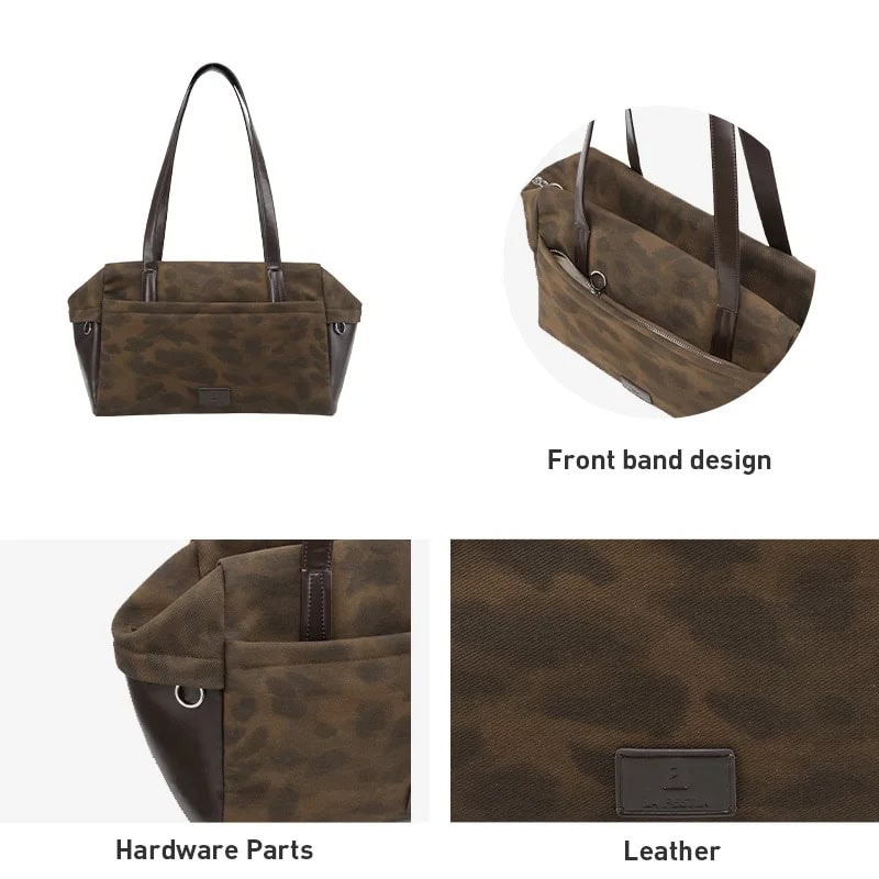 Fashion brown tote bag with multiple compartments, durable leather accents, and sturdy hardware parts for everyday use. Perfect for shopping, travel, or work.
