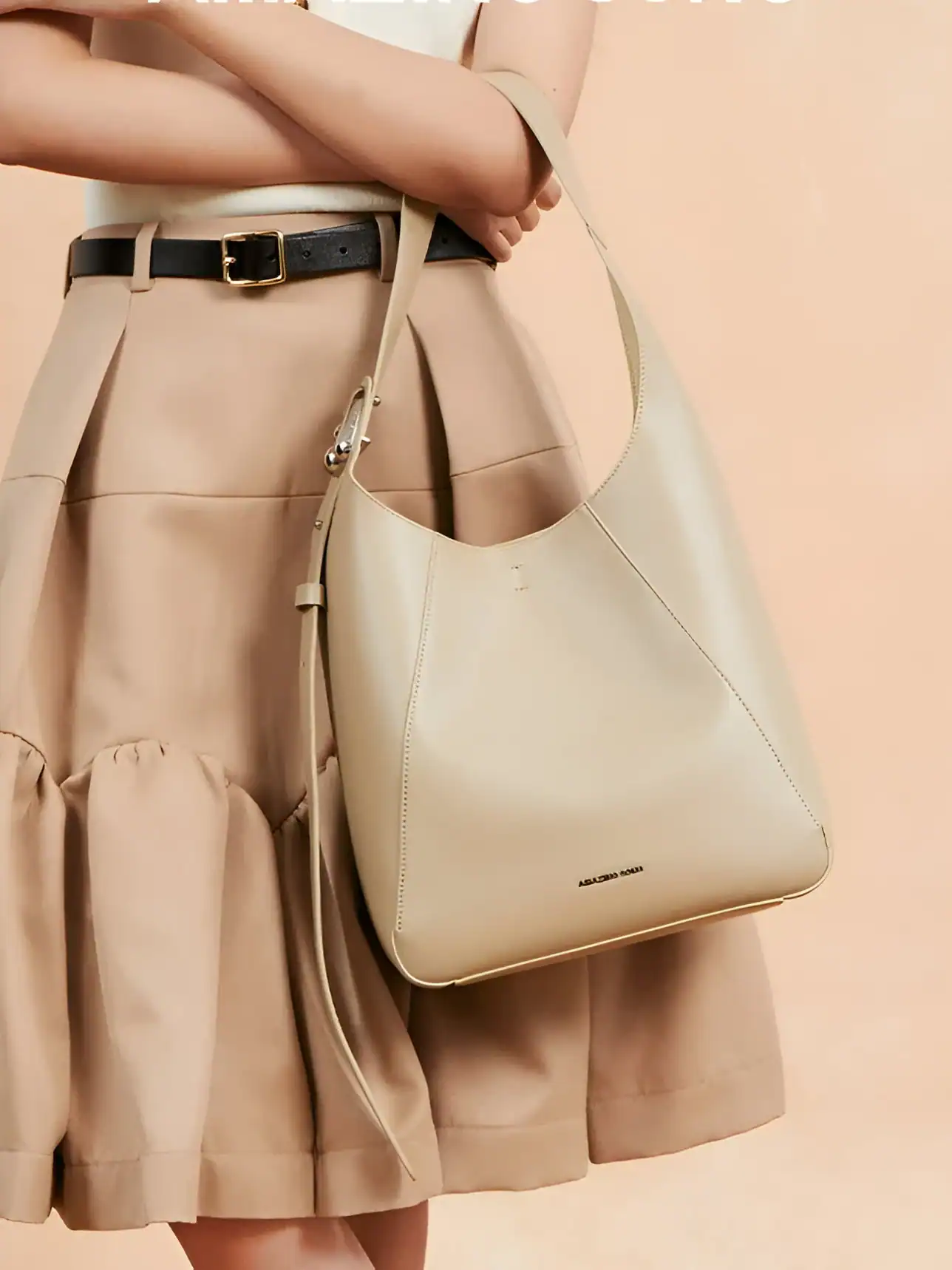 Beige handbag, elegant women's accessory, stylish leather purse for daily use, Monalisa Medical store fashion, sophisticated tote for women.